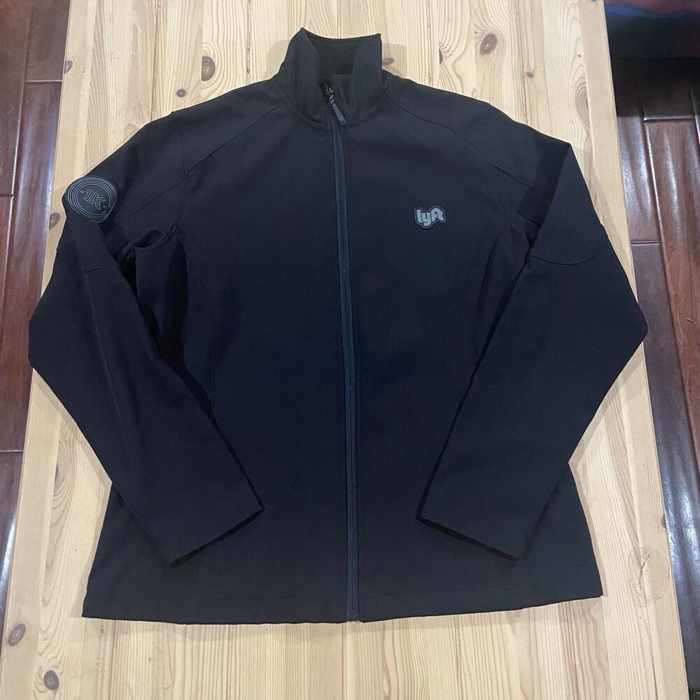 Lyft Jacket Men's Small Black Softshell Fleece Lined Full Zip 1K Rides